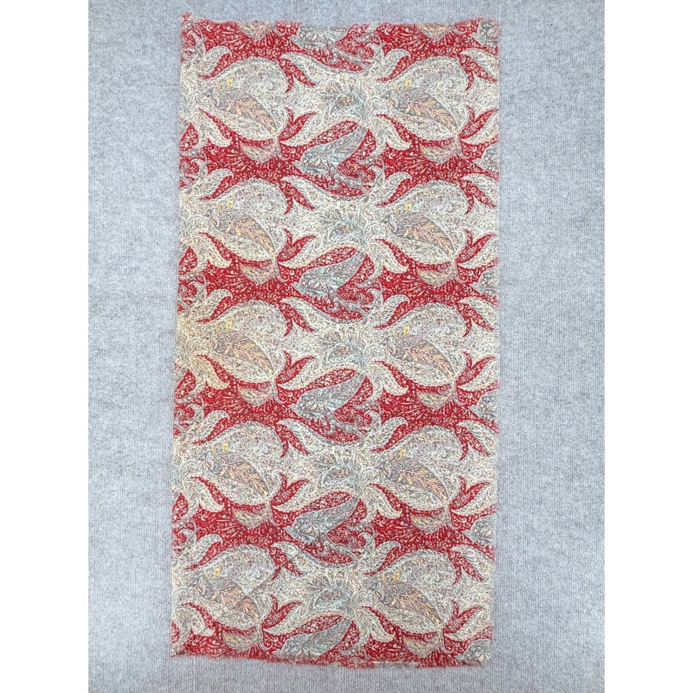 Liberty of London All Wool Paisley Scarf Red Teal Floral Rectangle Wrap 51x52